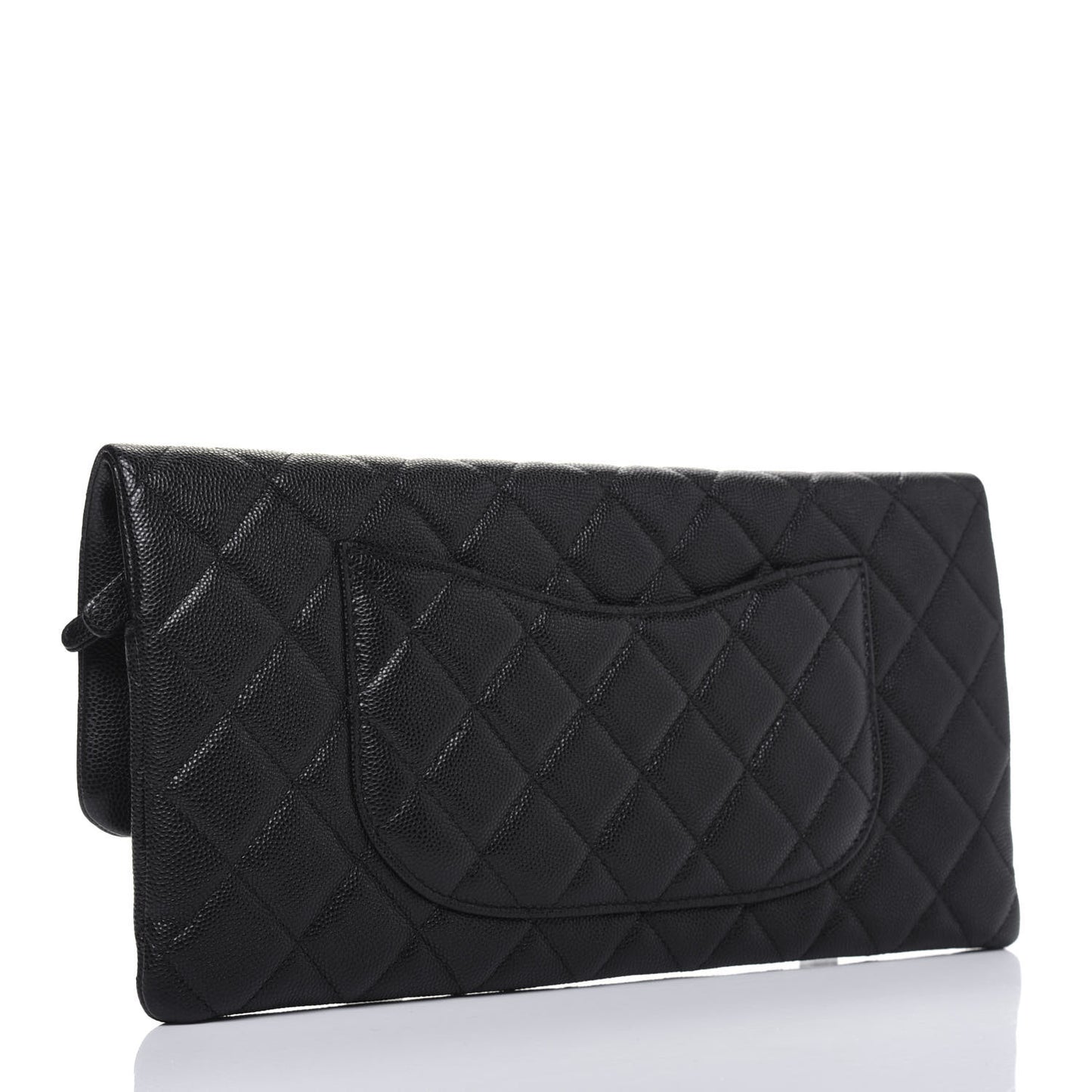 Caviar Quilted Flap Clutch Black