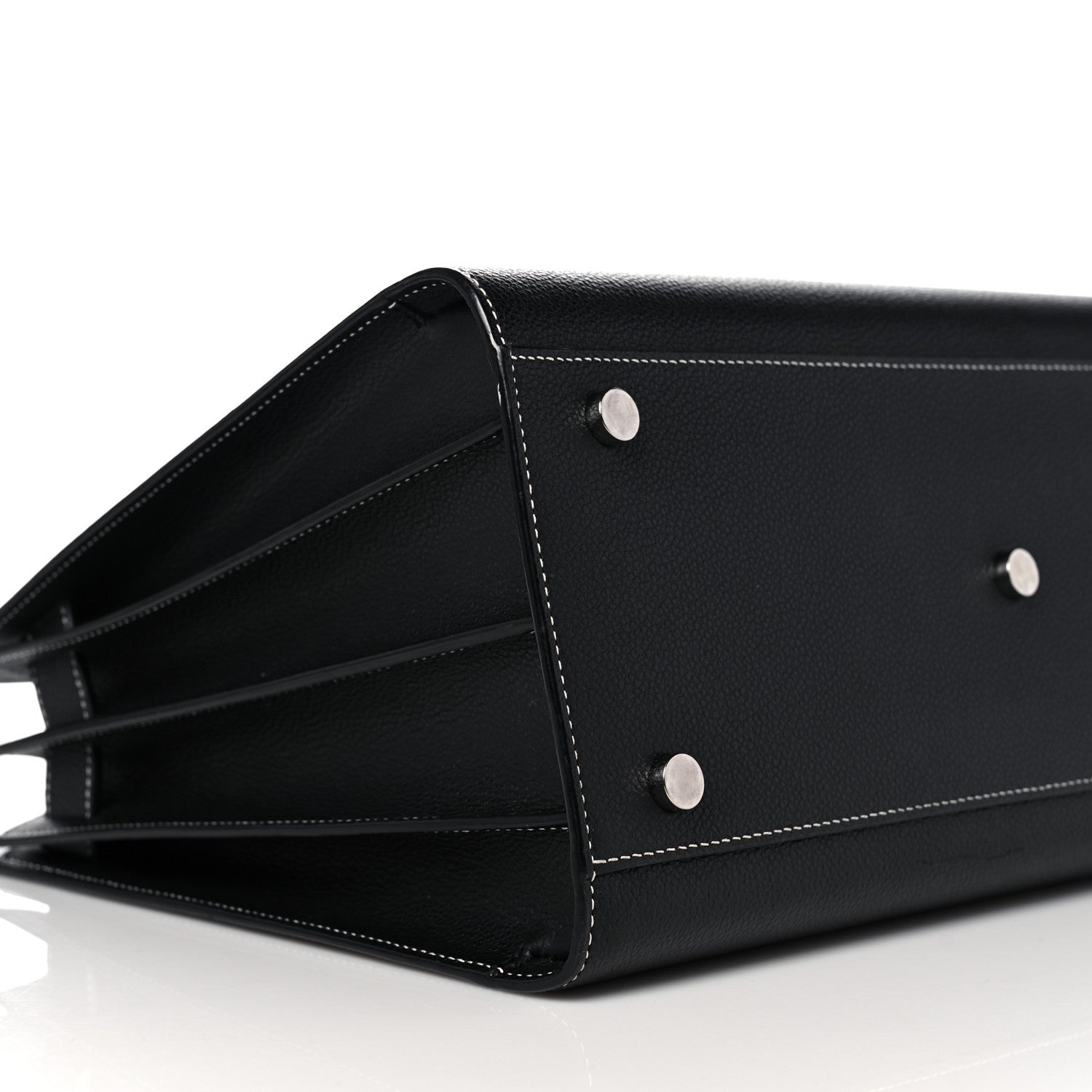 Saint Laurent Grained Calfskin Topstitch Small Sac De Jour Black Porcelain 8 of 14