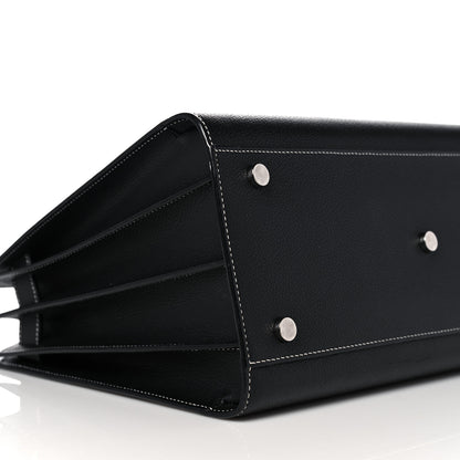 Saint Laurent Grained Calfskin Topstitch Small Sac De Jour Black Porcelain 8 of 14