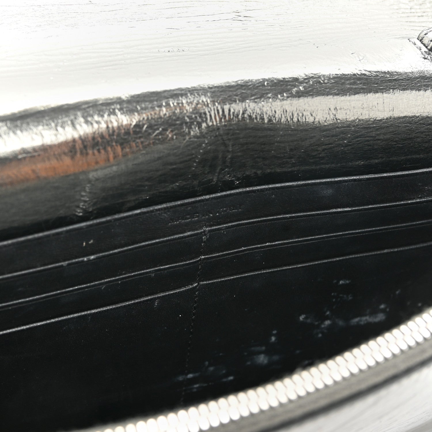 Saint Laurent Metallic Crackled Calfskin Kate Monogram Tassel Chain Wallet Antracite Black 12 of 20