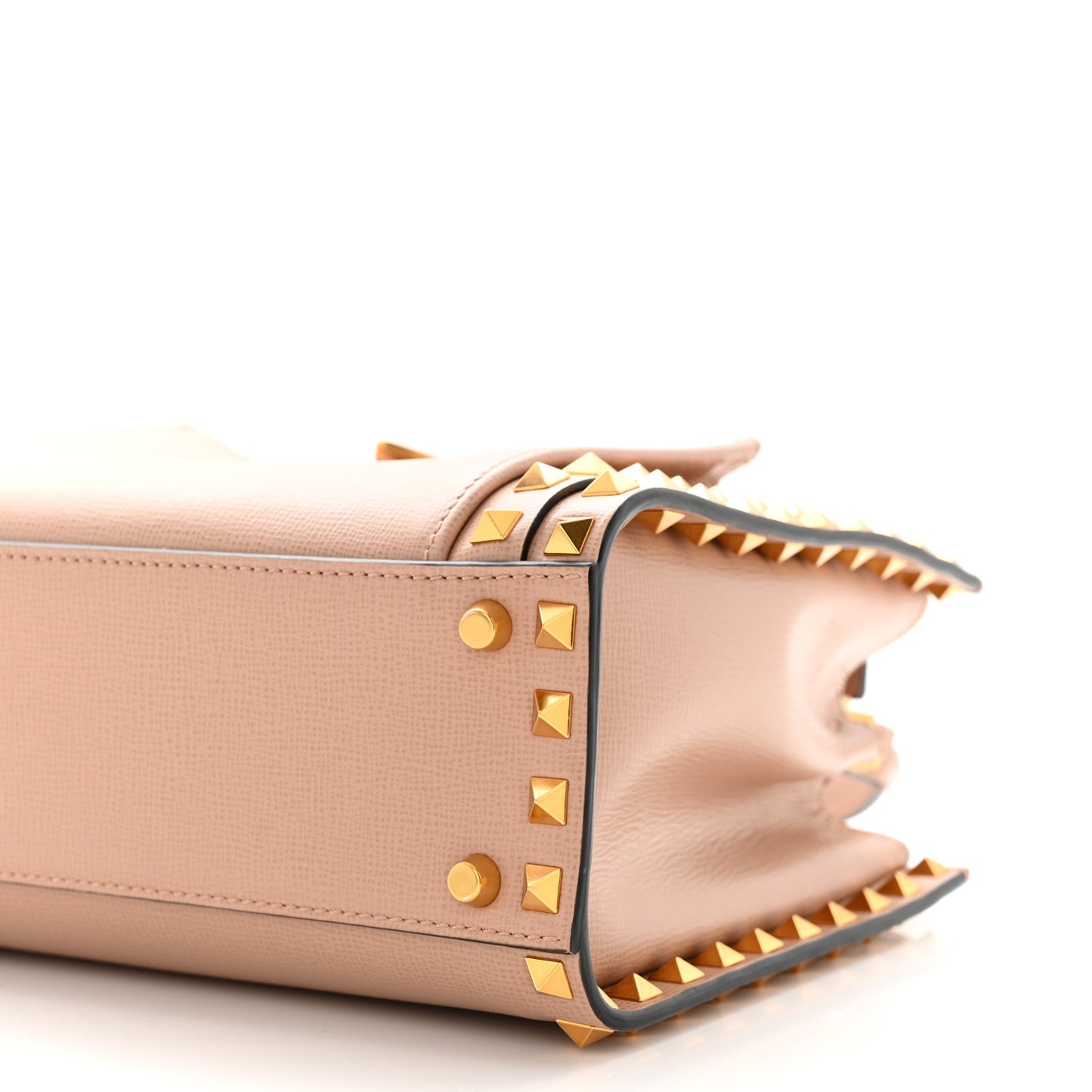 Vitello Small Rockstud Alcove Top-Handle Bag Rose Cannelle