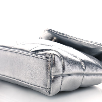 Saint Laurent Metallic Lambskin Monogram Loulou Puffer Pouch Clutch Silver 9 of 10