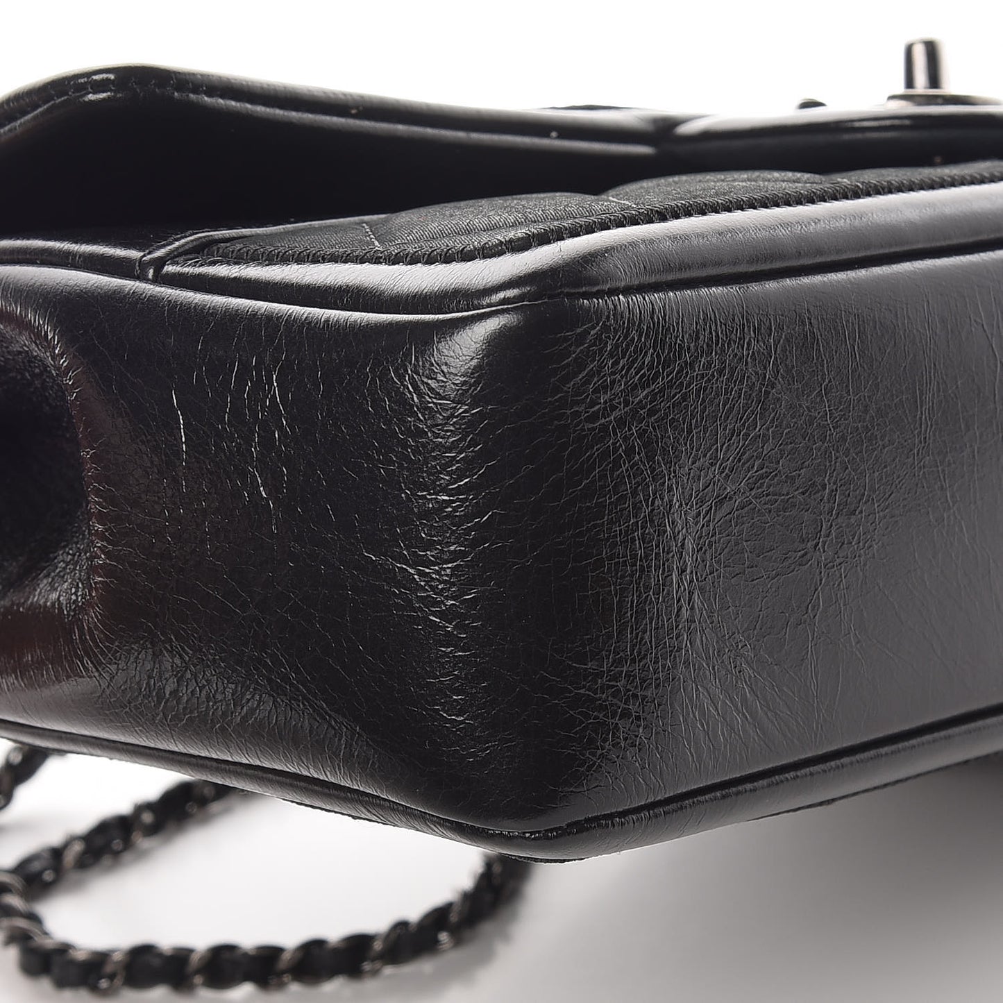 Iridescent Calfskin Flap Black