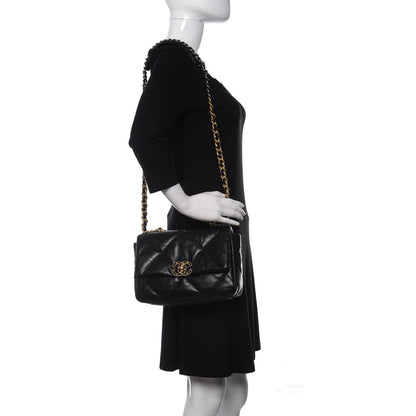 Chanel Shiny Goatskin Quilted Medium Chanel 19 Flap Black 2 of 11
