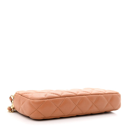 Chanel Lambskin Quilted Small Clutch With Chain Dark Beige 4 of 16