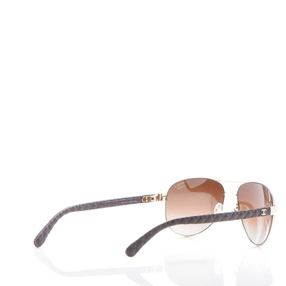Chanel Pilot Summer Polarized Quilted Aviator Sunglasses 4204-Q Gold Brown 4 of 8