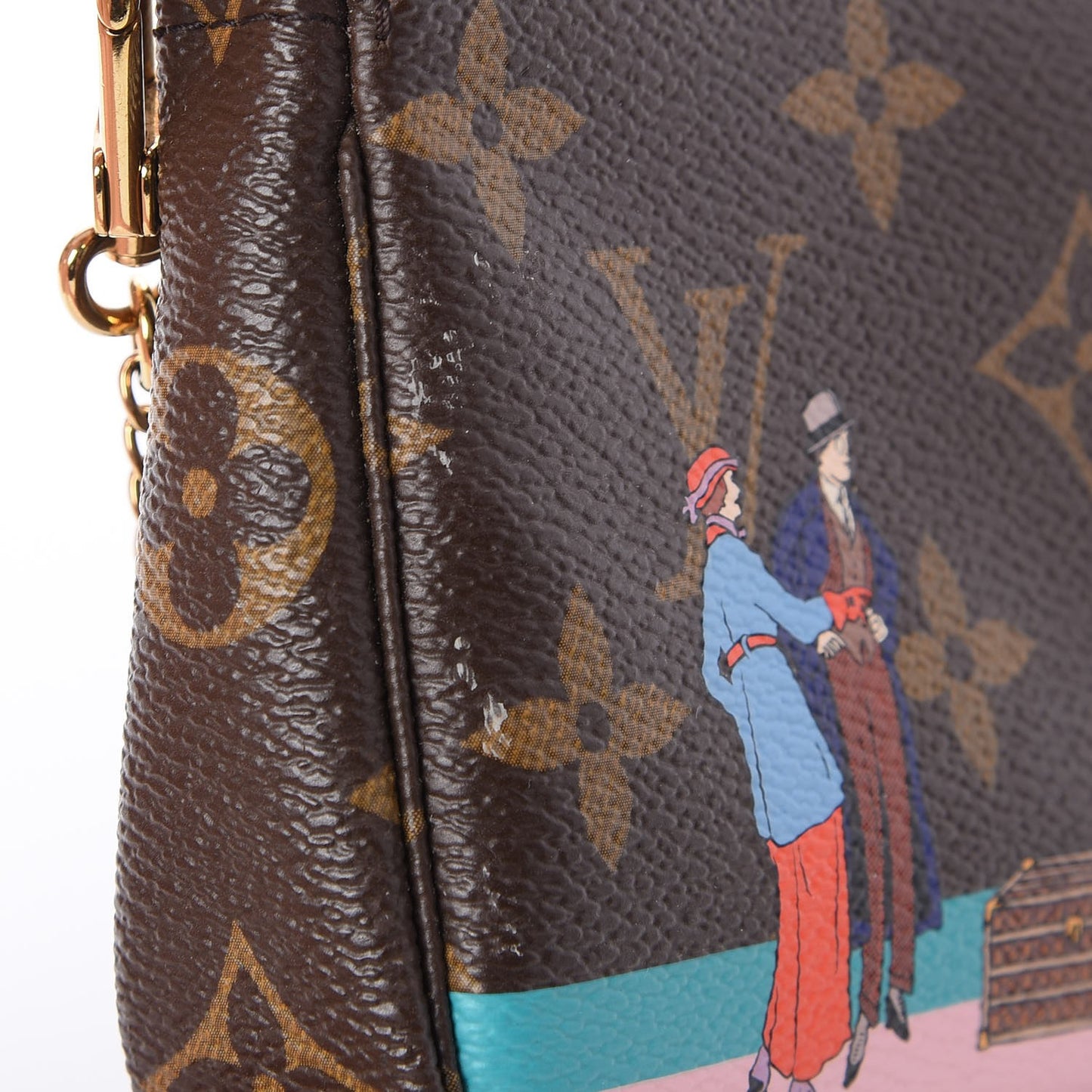 Monogram 2016 Christmas Animation Mini Pochette Accessories Rose Ballerine