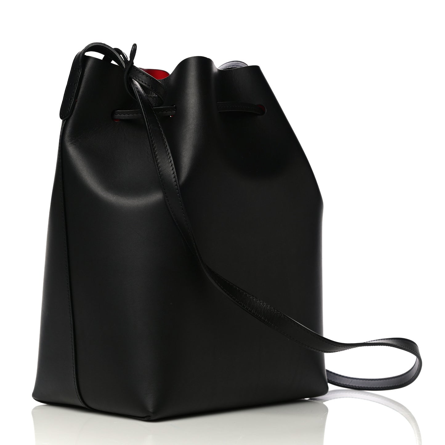 Vegetable Tanned Calfskin Bucket Bag Black Flamma
