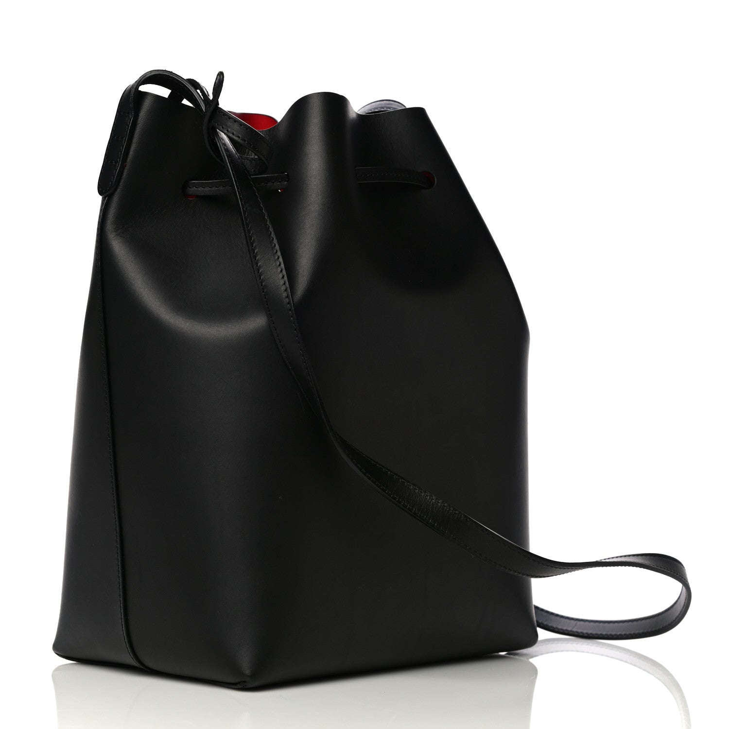 Mansur Gavriel Vegetable Tanned Calfskin Bucket Bag Black Flamma 3 of 14