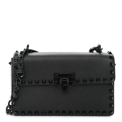 Valentino Garavani Vitello Monochrome Rockstud Flip Lock Bag Black 1 of 15