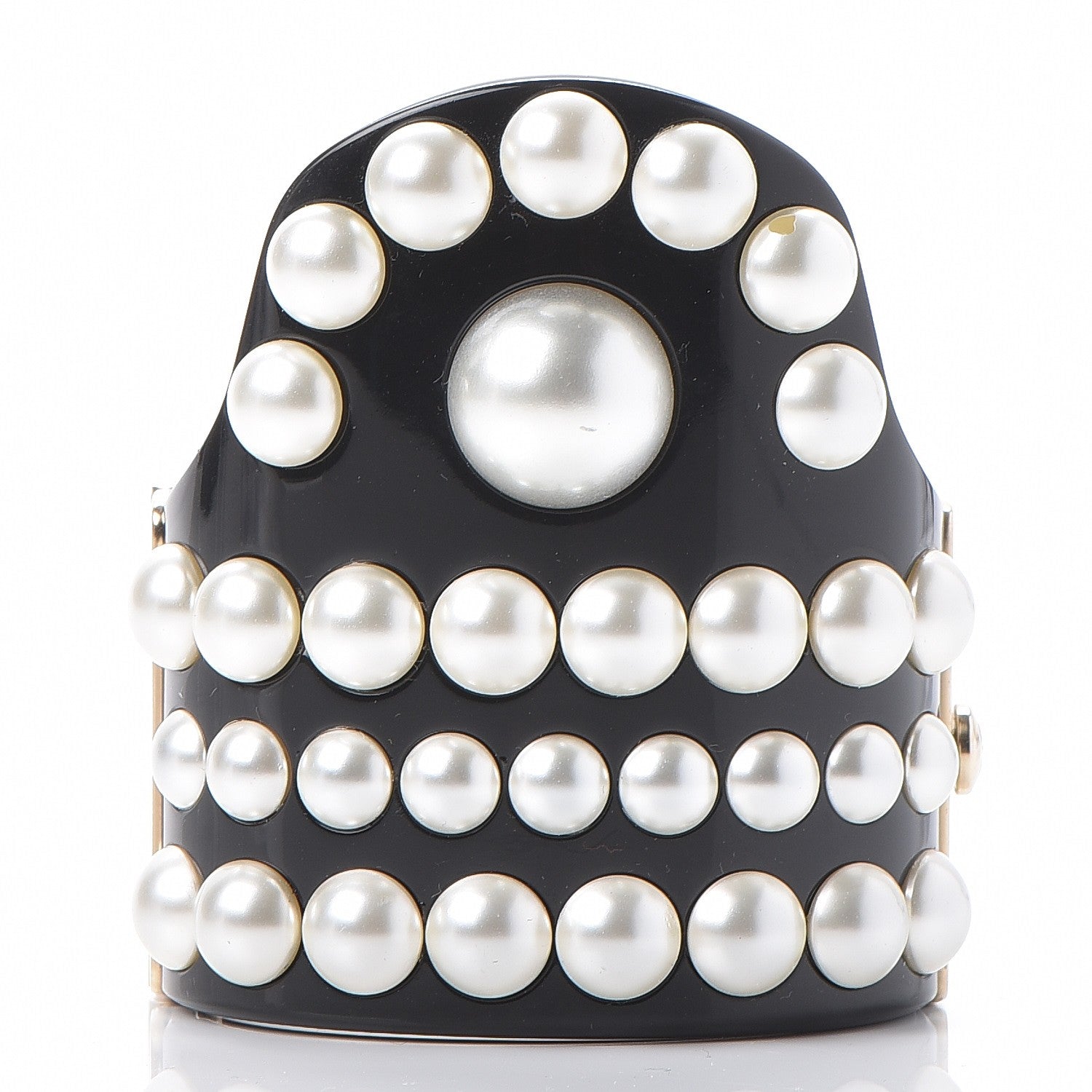 Chanel Resin Pearl CC Cuff Black 3 of 5