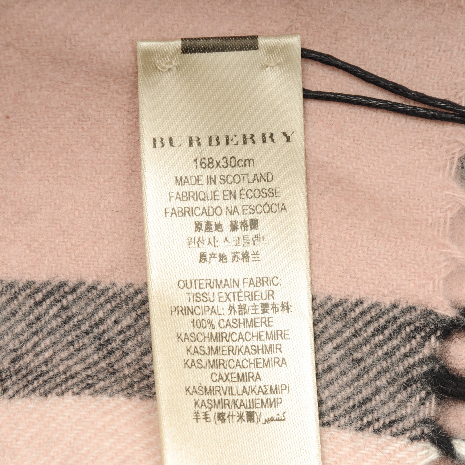 Burberry Cashmere Giant Heritage Check Fringe Scarf Ash Rose 3 of 5