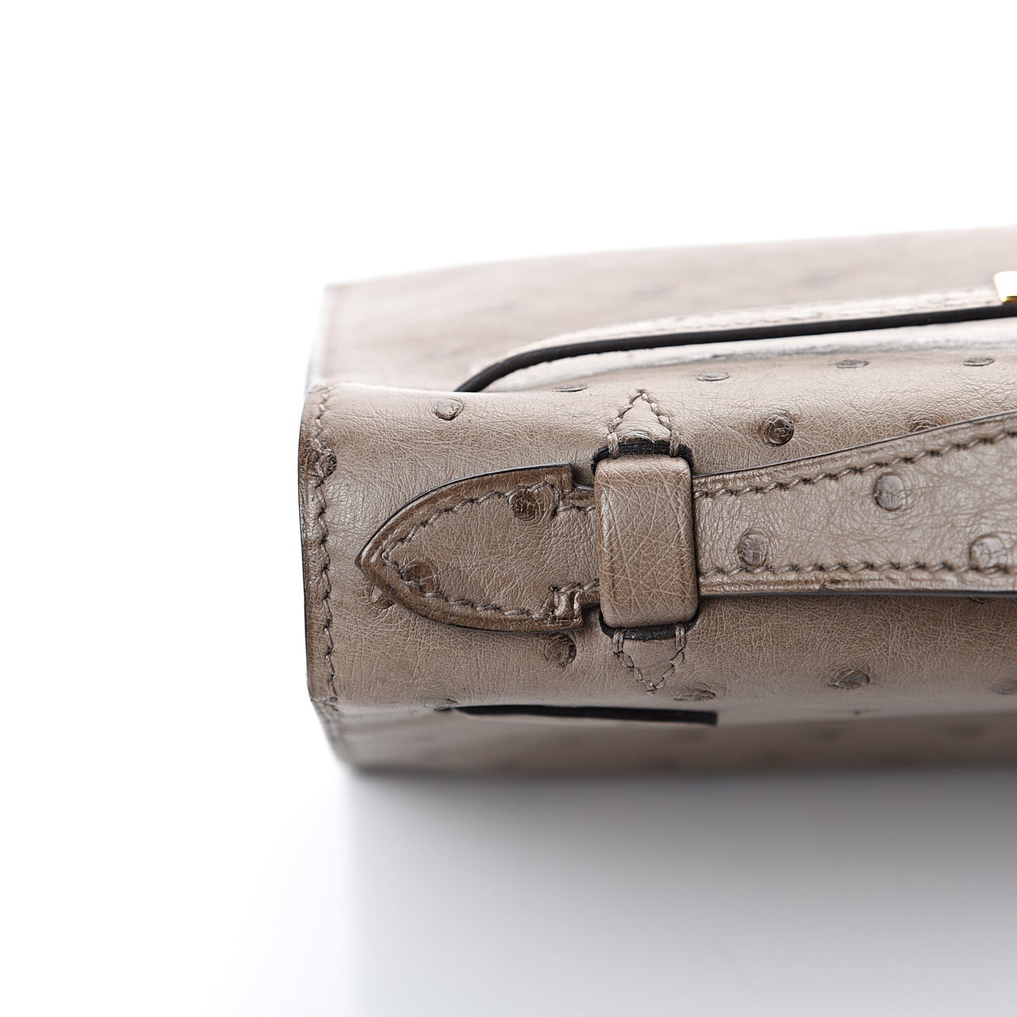 Ostrich Kelly Pochette Clutch Gris Asphalte