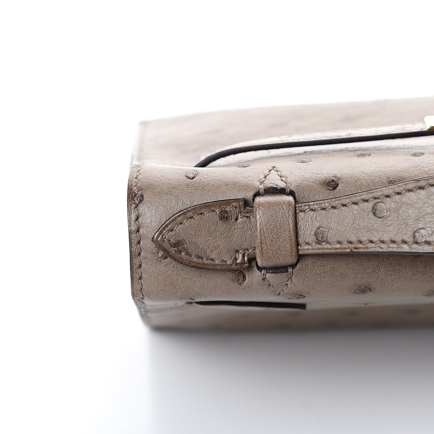 Hermes Ostrich Kelly Pochette Clutch Gris Asphalte 11 of 24