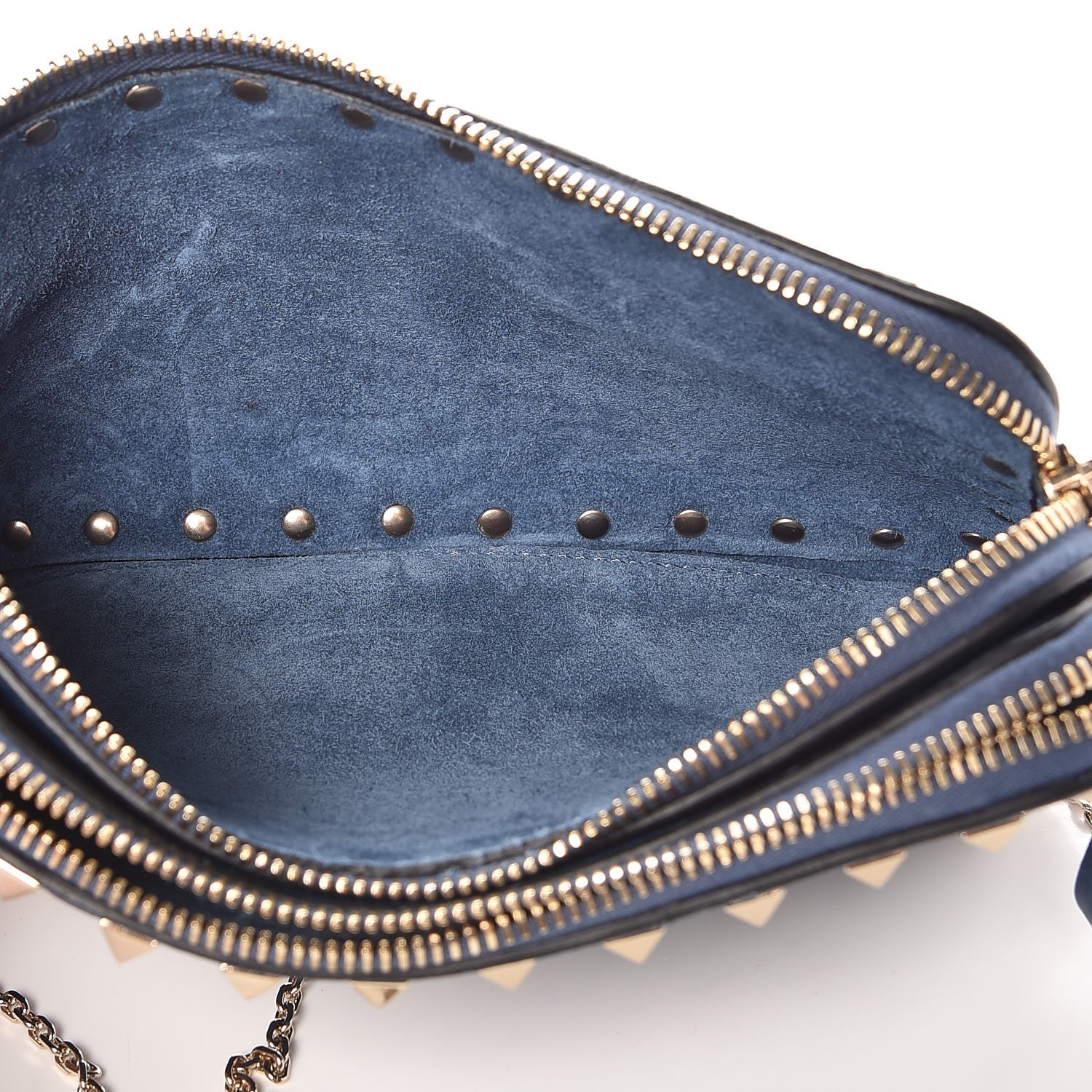 Valentino Garavani Pebbled Calfskin Rockstud Chain Pouch Shoulder Bag Peacock 5 of 9