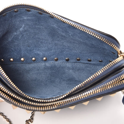 Valentino Garavani Pebbled Calfskin Rockstud Chain Pouch Shoulder Bag Peacock 5 of 9