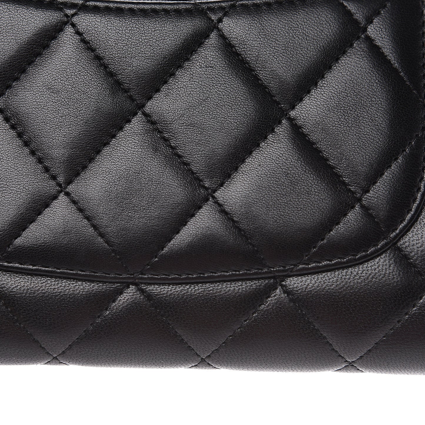 Lambskin Quilted Large Flap Wallet Black