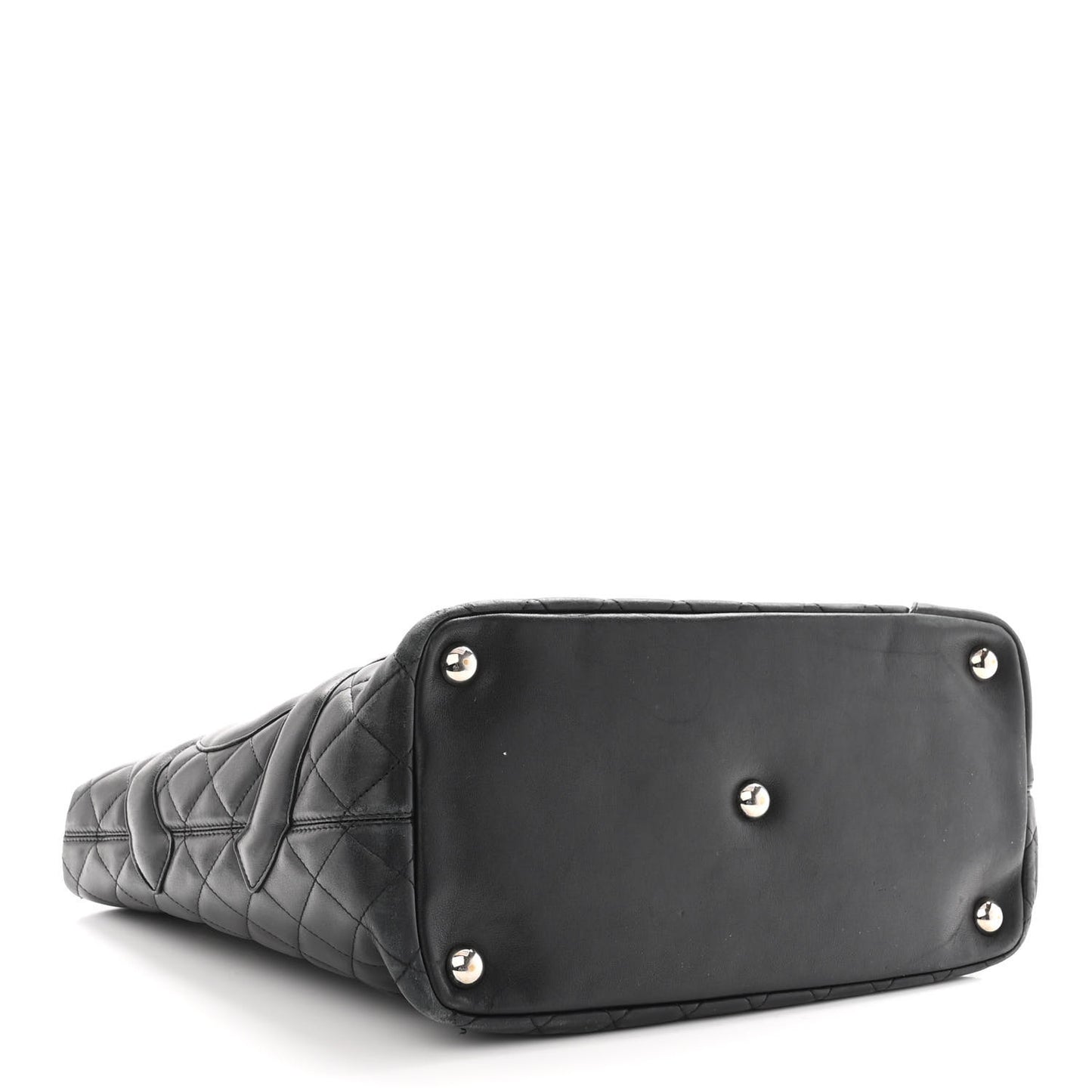 Calfskin Quilted Large Cambon Tote Black