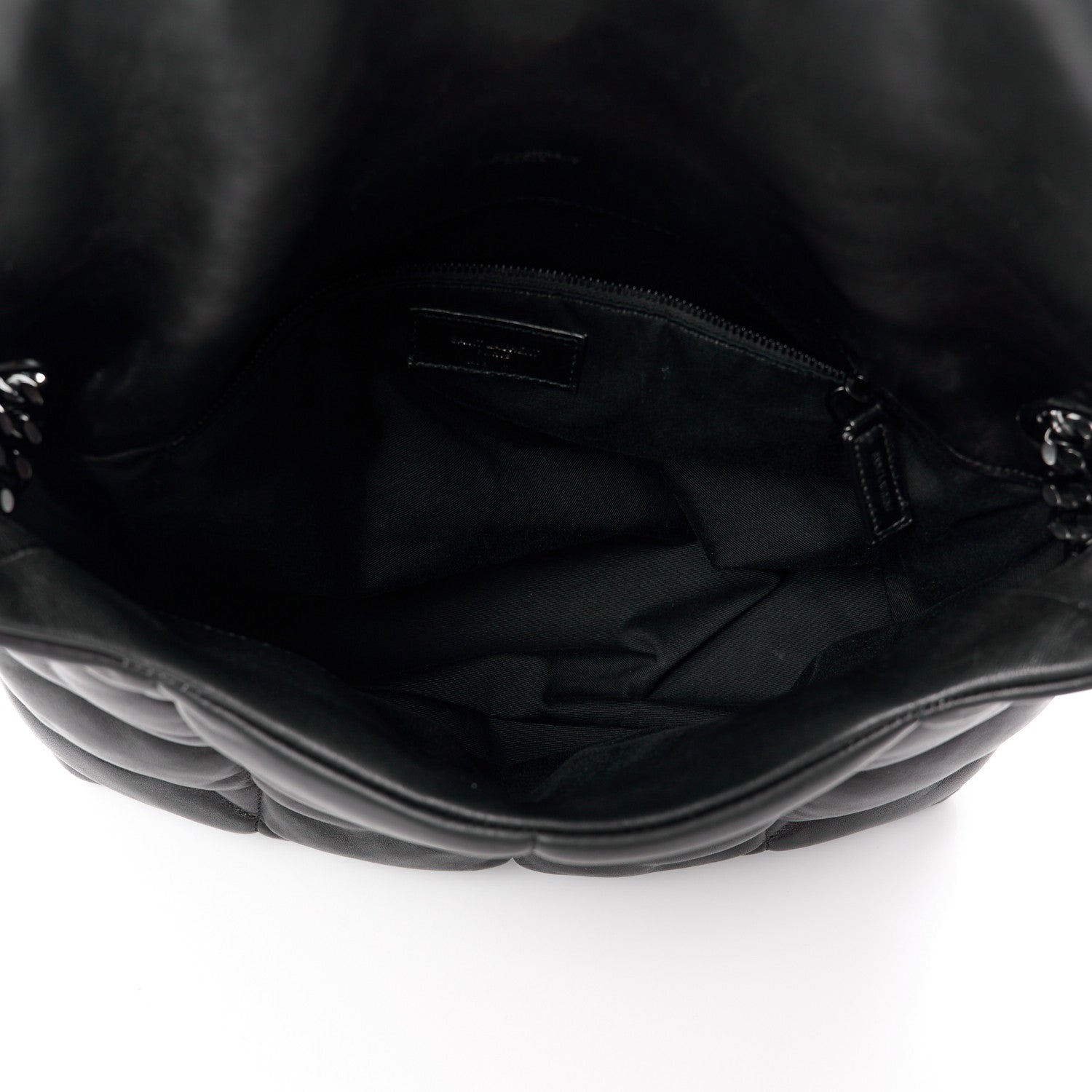 Saint Laurent Lambskin Quilted Monogram Monochrome Medium Loulou Puffer Chain Satchel Black 5 of 11