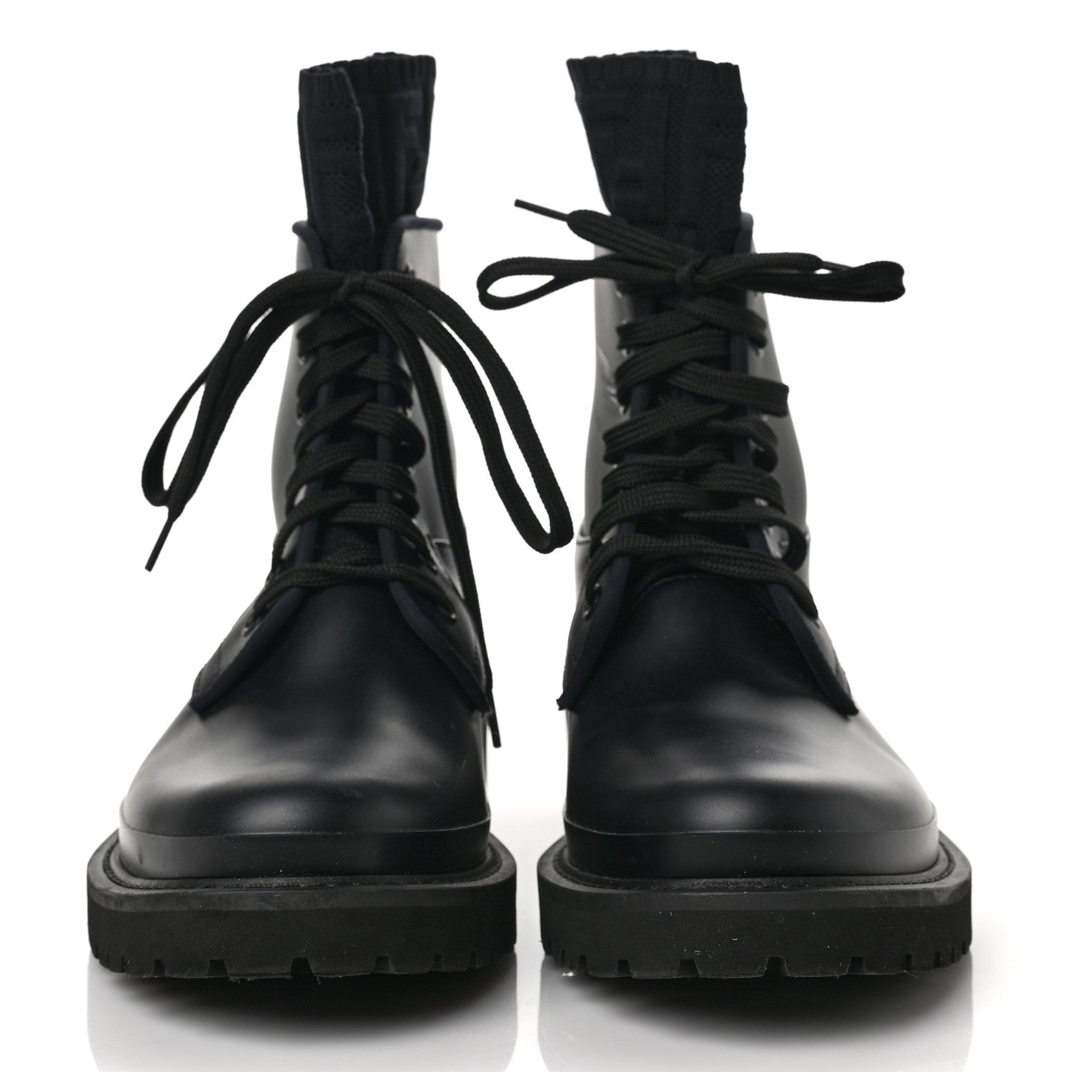 Fendi PVC FF Sock Rockoko Combat Boots 37 Black 2 of 8