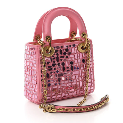 Christian Dior Smooth Calfskin Embroidered Mini Mosaic of Mirrors Lady Dior Pink 3 of 11