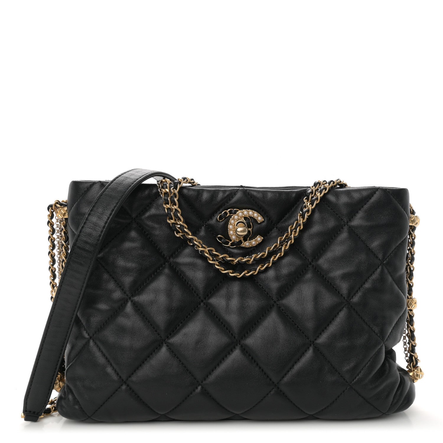 Chanel Lambskin Quilted Crush on Chains Hobo Black 1 of 10