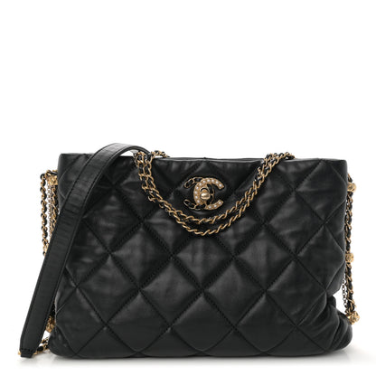 Chanel Lambskin Quilted Crush on Chains Hobo Black 1 of 10