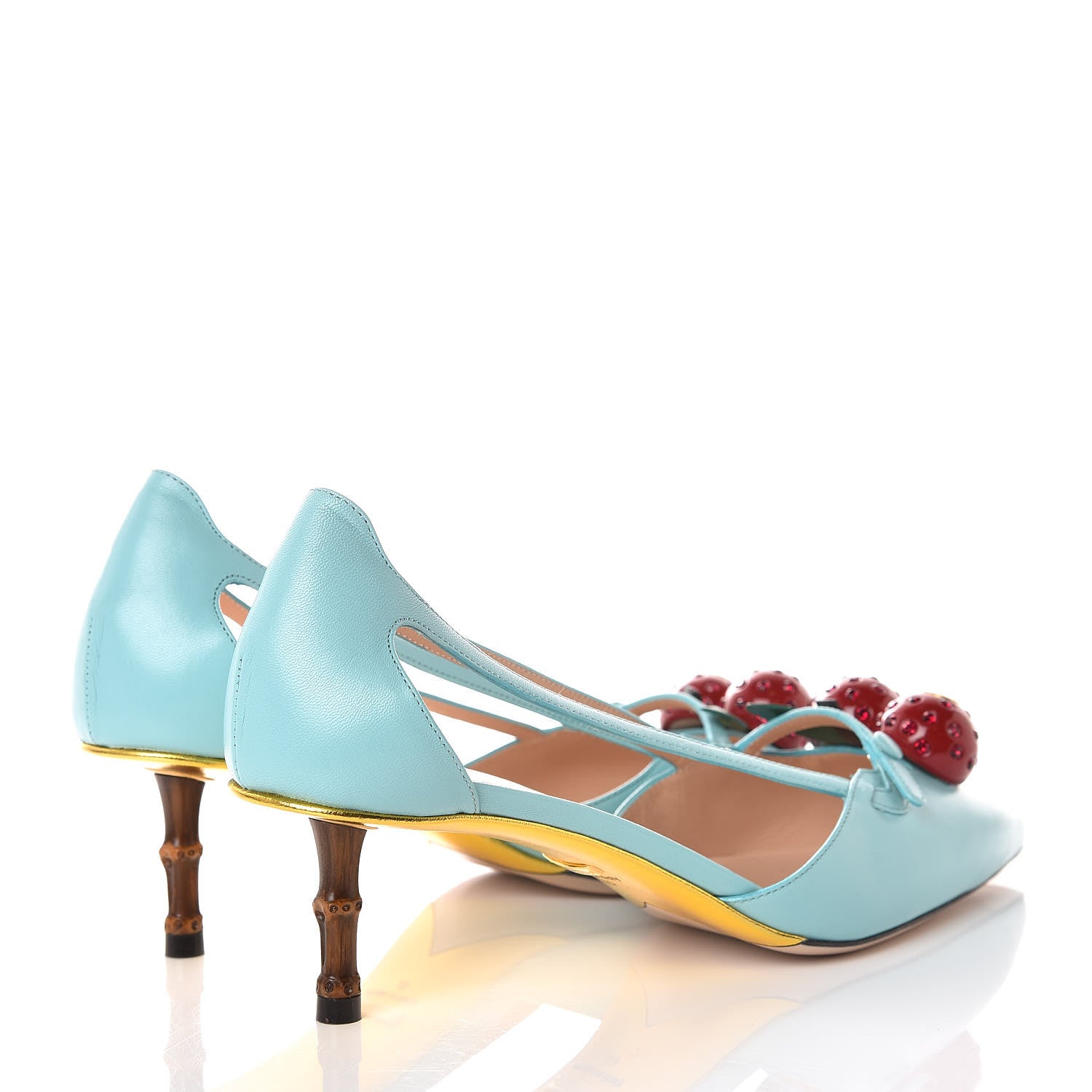 Gucci Malaga Kid Unia Cherry Pumps 40 New Acquamarine Emerald Cocoa 4 of 8