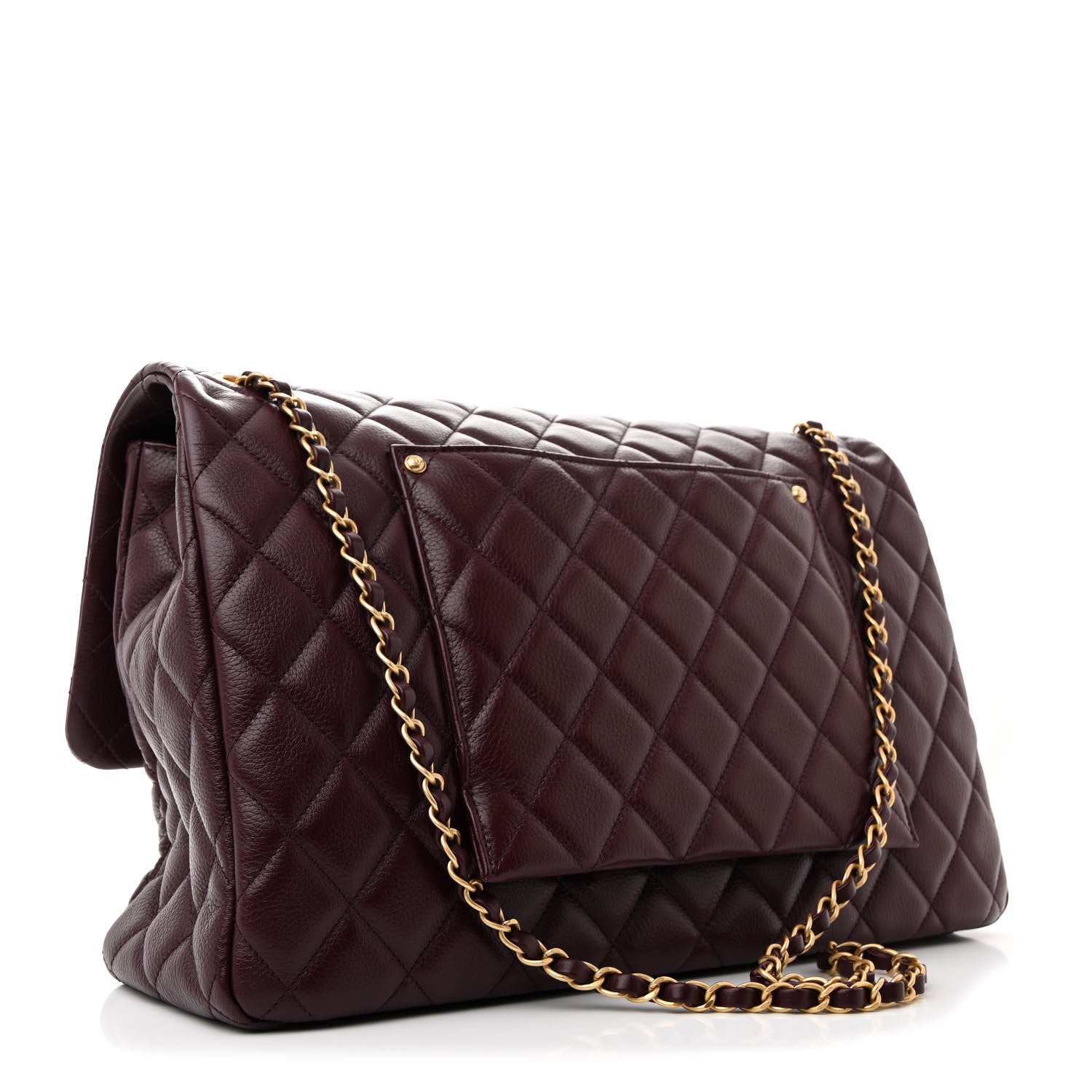 Chanel Grained Calfskin Quilted XXL Travel Flap Bag Burgundy 3 of 10
