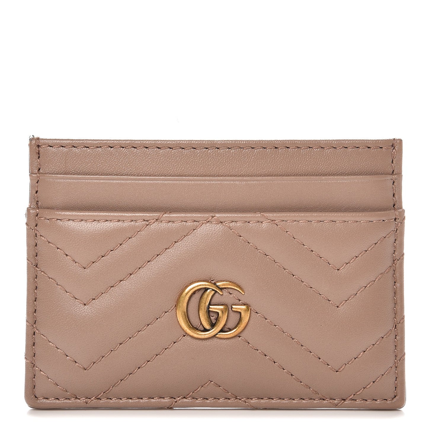 Calfskin Matelasse GG Marmont Card Holder Porcelain Rose
