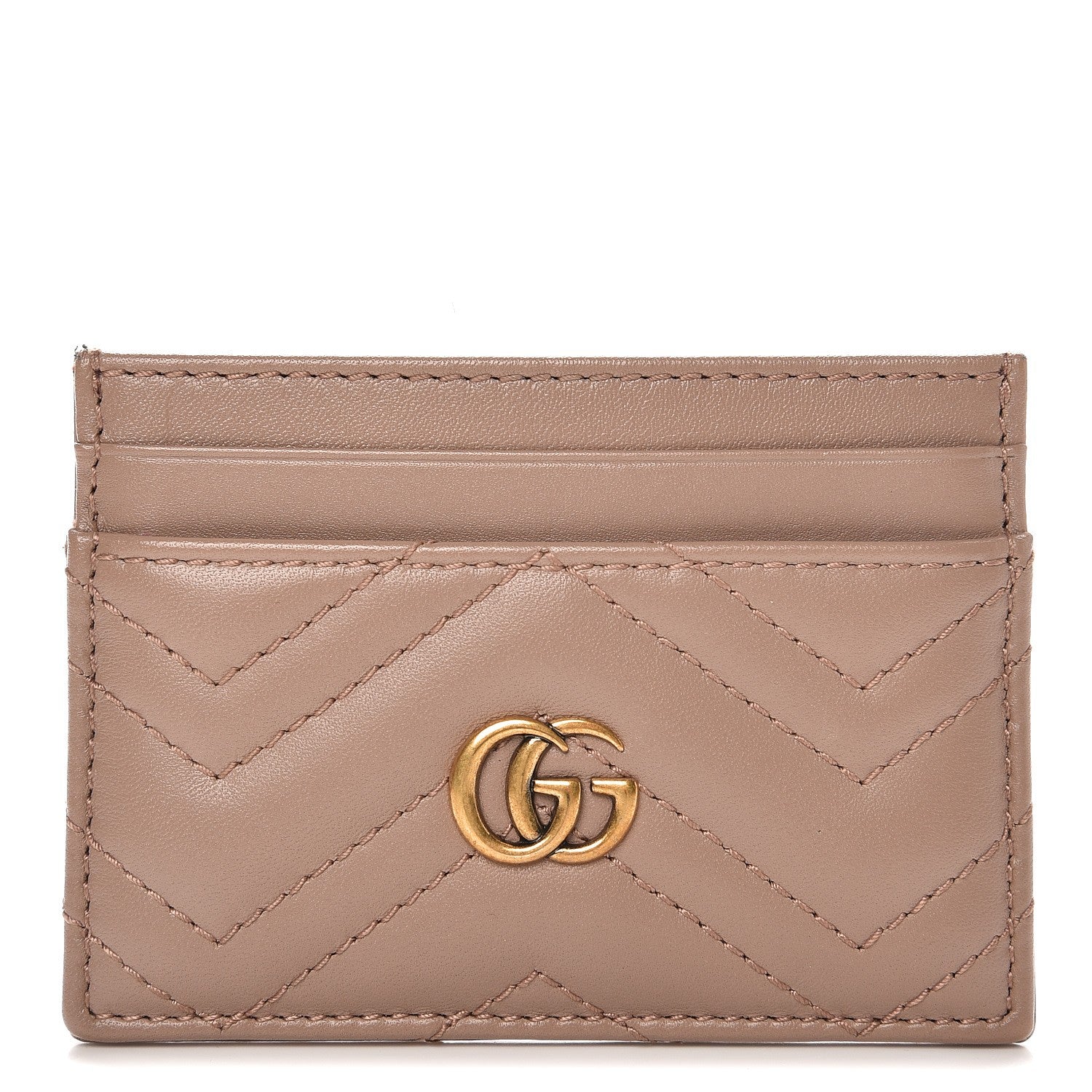 Gucci Calfskin Matelasse GG Marmont Card Holder Porcelain Rose 1 of 7