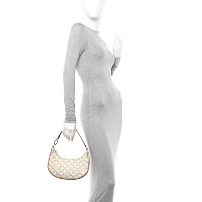 Celine Canvas Calfskin Ava Triomphe Shoulder Bag White 2 of 11
