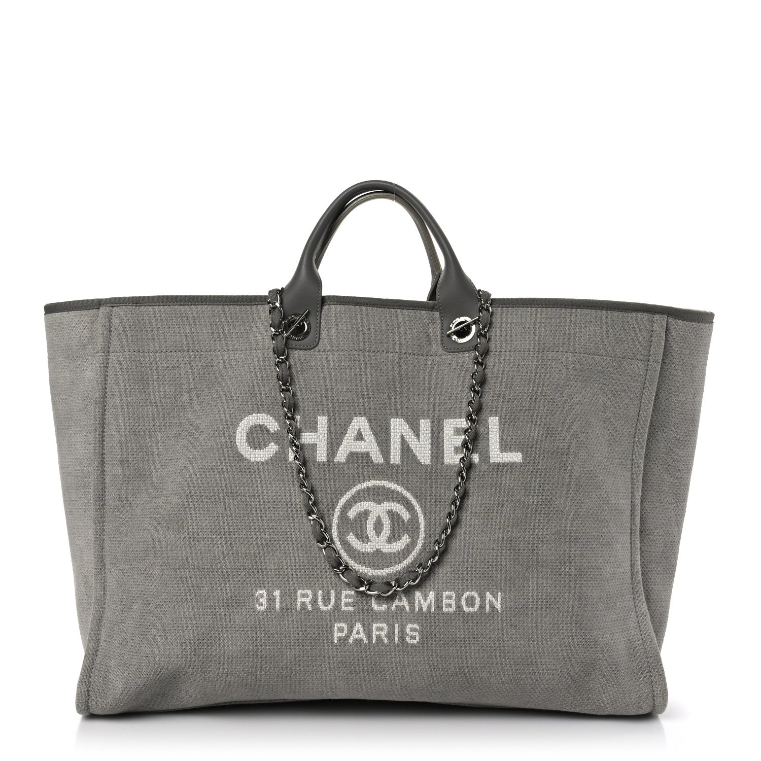 Chanel Canvas Extra Large Deauville Tote Grey 1 of 9