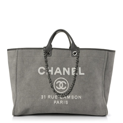 Chanel Canvas Extra Large Deauville Tote Grey 1 of 9