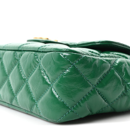 Chanel Shiny Crumpled Calfskin Quilted Small Wavy CC Hobo Green 10 of 10