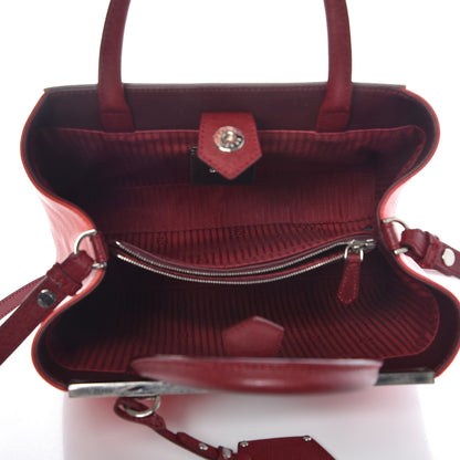 Fendi Vitello Elite Calfskin Colorblock Petite 2Jours Tote Argento Rosso 6 of 10