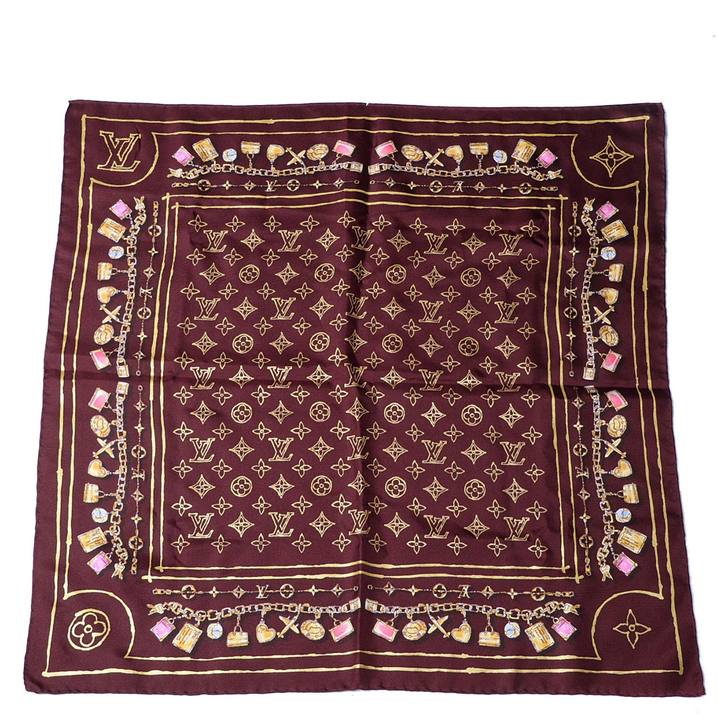 Silk Monogram Charms Scarf
