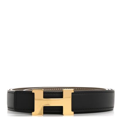 Hermes Swift Epsom 24mm Mini Constance H Belt 100 40 Black Etoupe 1 of 6