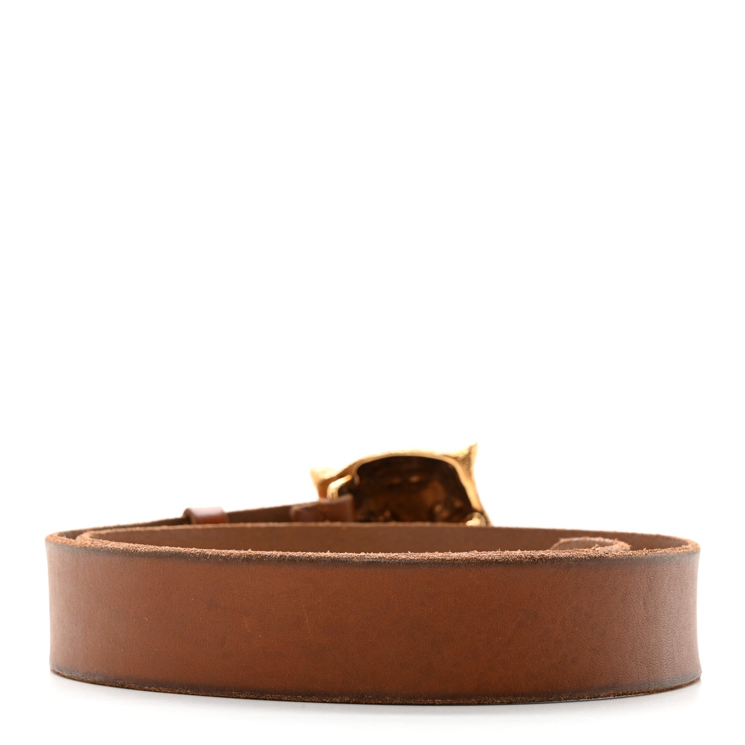 Gucci Calfskin Brass Feline Buckle Belt 80 32 Toscano 2 of 9