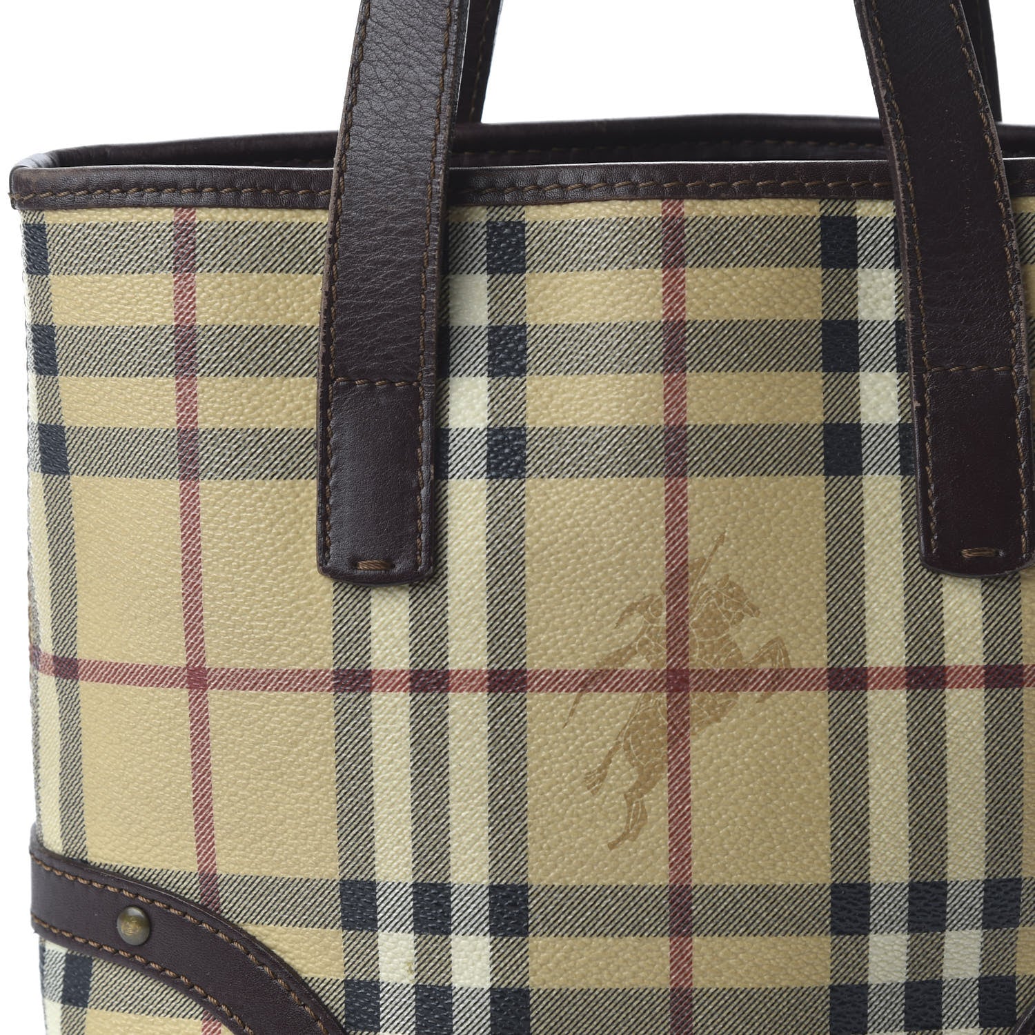 Burberry Haymarket Check Studded Small Tote Chocolate 10 of 10