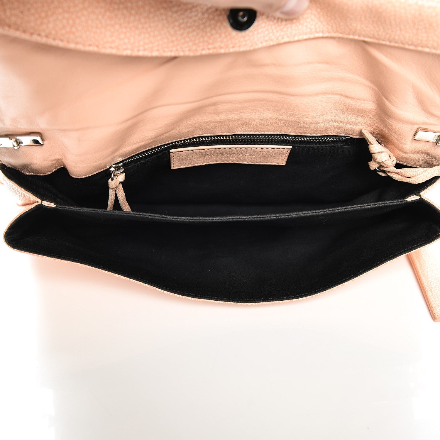 Balenciaga Chevre Silver Metallic Edge Hardware Envelope Clutch Rose Corail 5 of 7