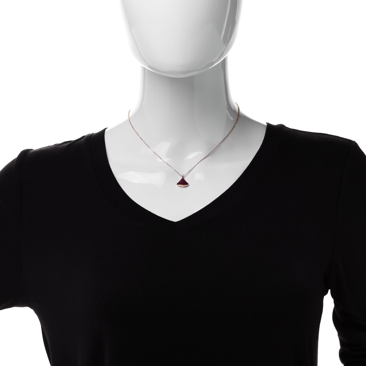 Bulgari 18K Rose Gold Diamond Carnelian Divas' Dream Pendant Necklace 2 of 6