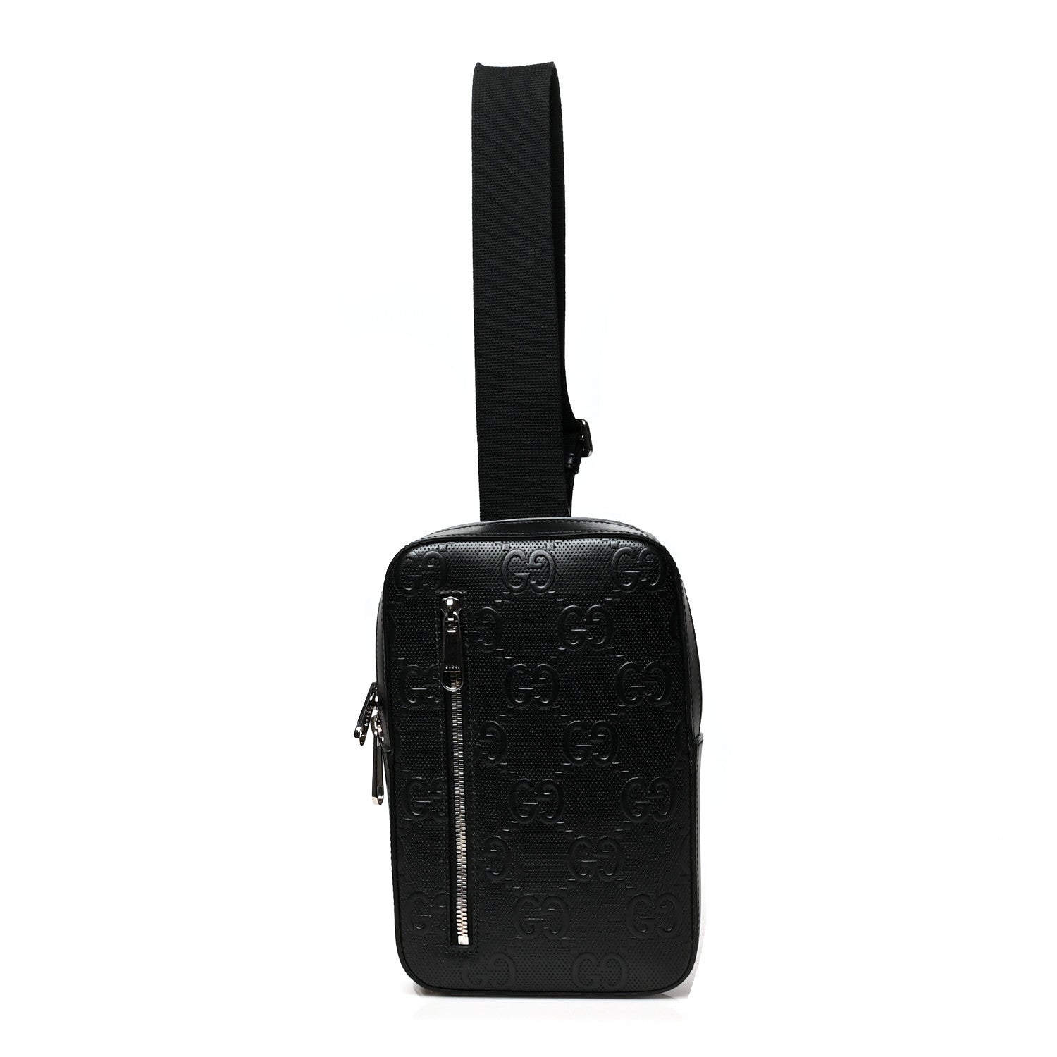 Gucci Calfskin GG Tennis Embossed Sling Backpack Black 1 of 8