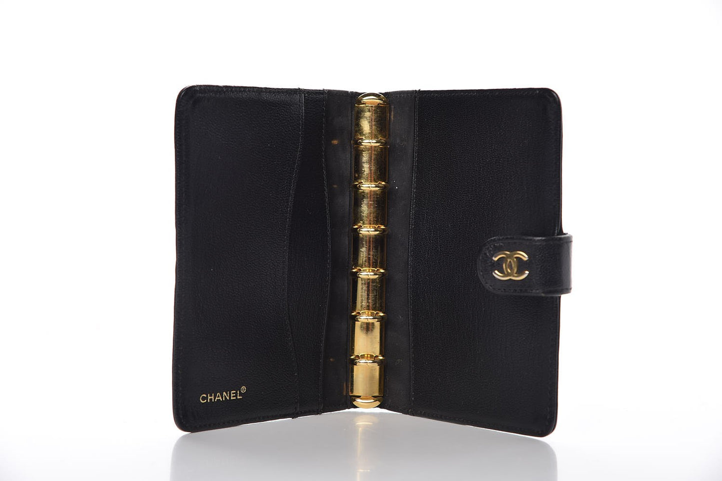 Goatskin Small Ring Agenda Planner Black