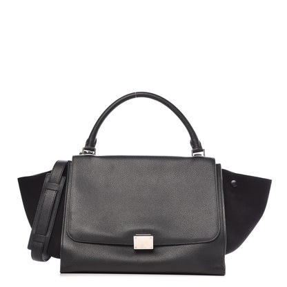 Celine Drummed Calfskin Suede Medium Trapeze Black 1 of 14