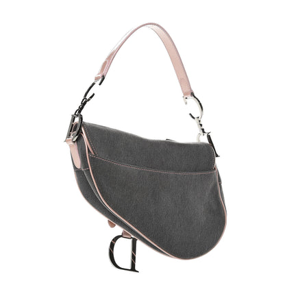 Christian Dior Patent Denim Jeans Saddle Bag Grey Pink 3 of 12