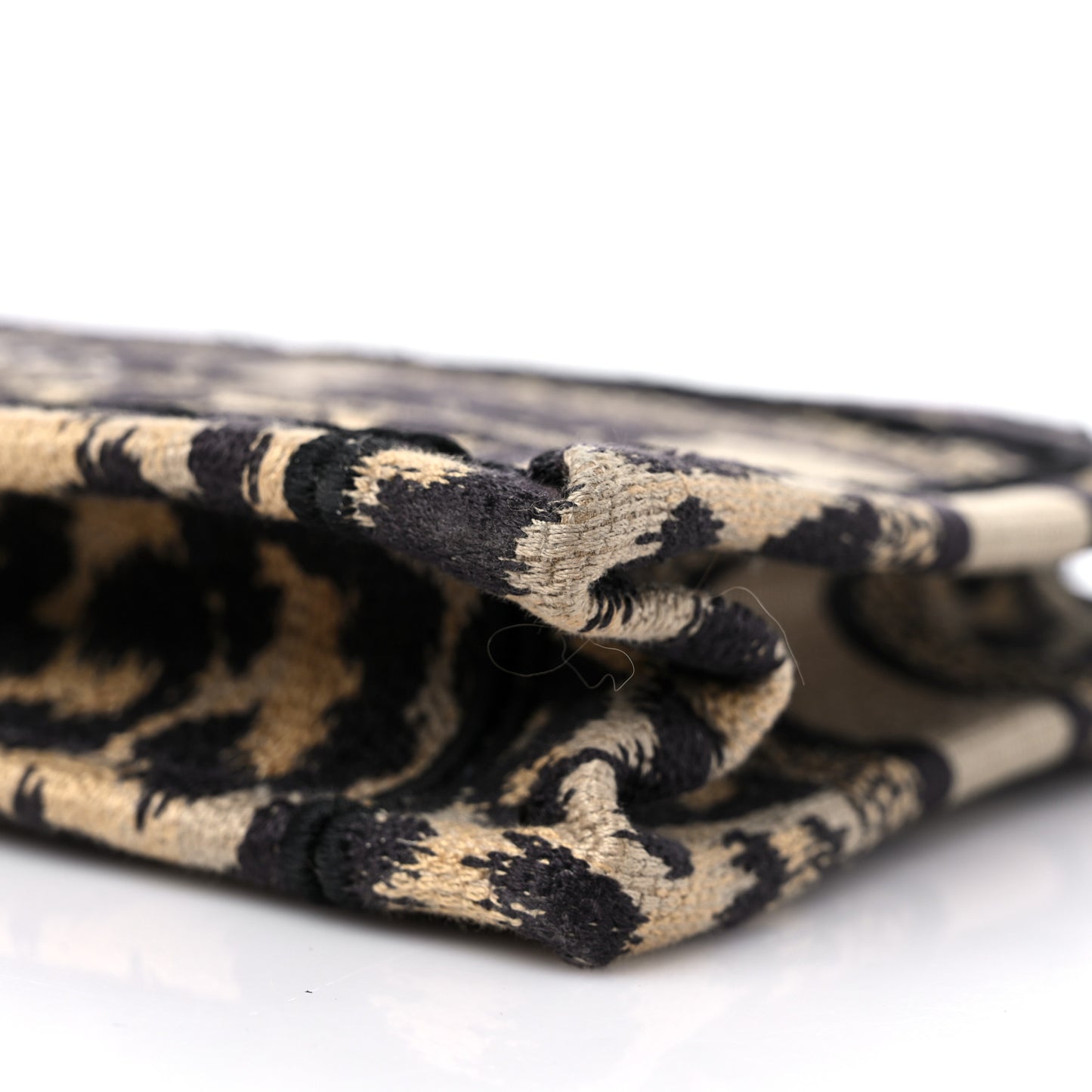 Canvas Mizza Embroidered Mini Leopard Book Tote Beige
