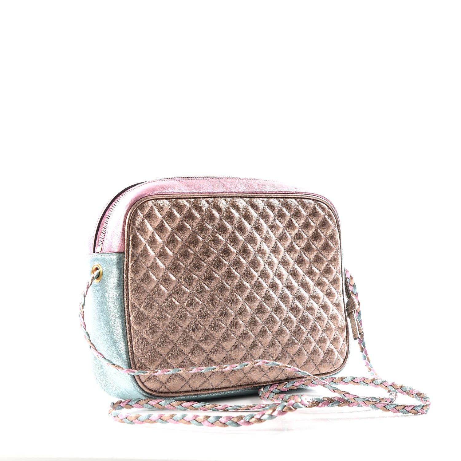 Gucci Laminated Nappa Trapuntata Small Zumi Shoulder Bag Rosa Lago Rame 2 of 8