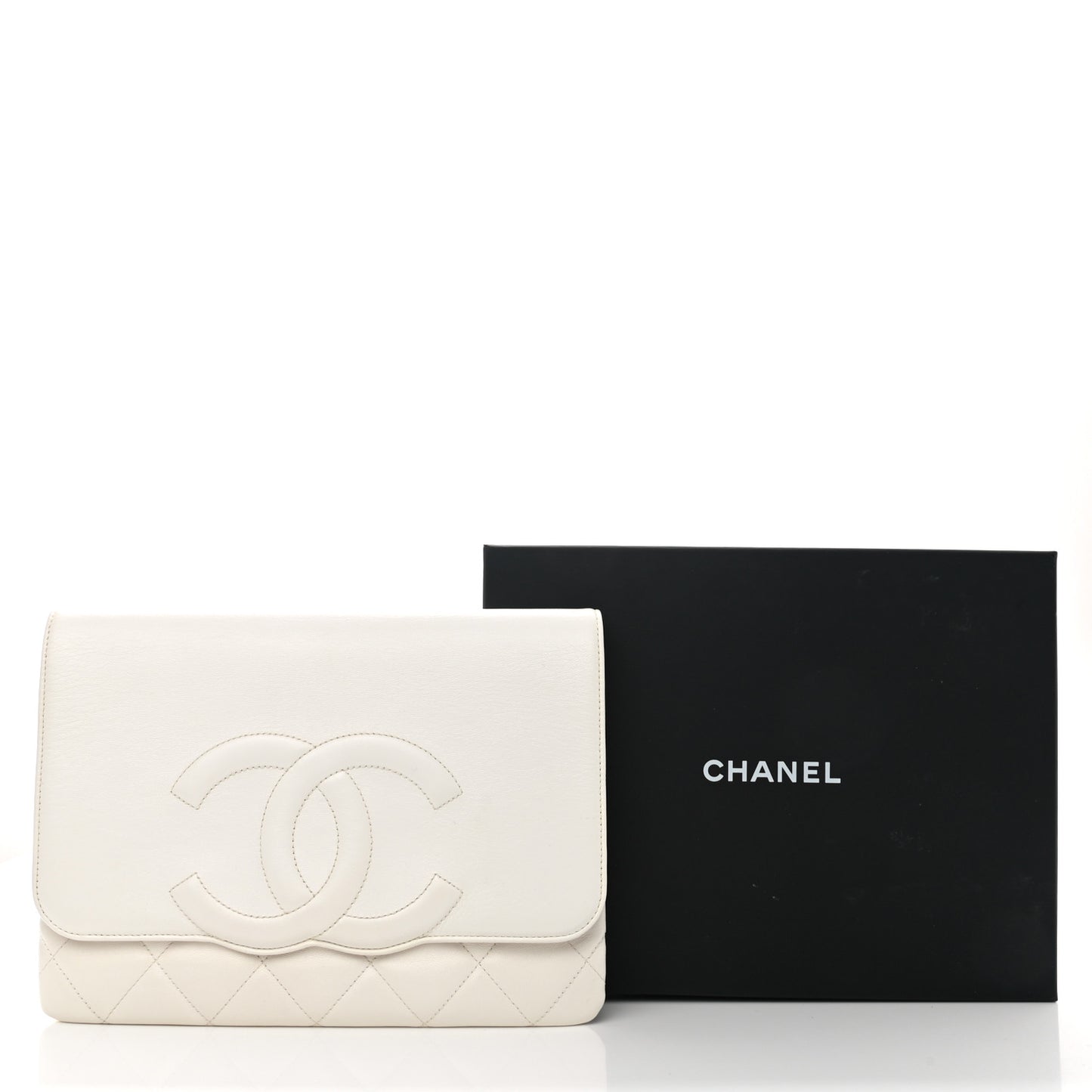 Goatskin Quilted Timeless CC Clutch White