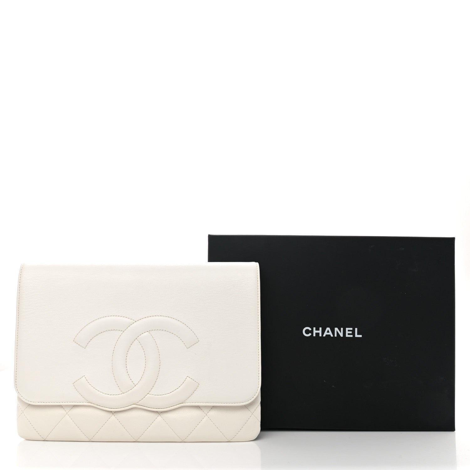 Chanel Goatskin Quilted Timeless CC Clutch White 8 of 8